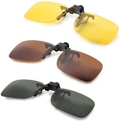 Aroncent Kleine Sonnenbrillen-Clip für Brillenträger, Braun Gelb Grün von Aroncent
