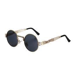 Aroncent Unisex Retro Rund Polarisierte Sonnenbrille - Vintage gold Metallrahmen Brille für Herren Damen von Aroncent