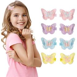 Arqumi Schmetterling-Haarspangen, 8 Stück, bunte Schmetterlings-Clips mit Perlen, doppellagig, niedliche Haarspangen für Mädchen, Teenager, Frauen, Haar-Accessoires von Arqumi
