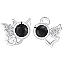 Arrebol Engel und Teufel Ohrringe Damen 925 Sterling Silber Schwarz Ohrstecker für Frauen Original Schmuck Weihnachts Geschenk Ehefrau Tochter von Arrebol