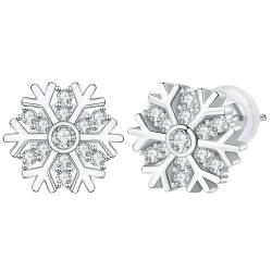 Arrebol Schneeflocke Ohrringe Damen 925 Sterling Silber Ohrstecker Schneeflocken mit 3A Zirkonia Ohrschmuck Für Frauen Mädchen Erntedankfest Weihnachts Geschenk von Arrebol