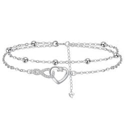 Arrebol Unendlichkeit Herz Armband Damen Silber 925 Armbänder Original Schmuck für Schwester Freundin Ehefrau Tochter, Verstellbarer [16+4cm] von Arrebol