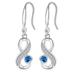 Arrebol Unendlichkeit Ohrringe Silber 925 Damen Infinity Ohrhänger mit Hellblauer Herz Zirkonia Ohrschmuck Für Frauen Mädchen mit Geschenkbox von Arrebol