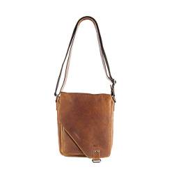 Arrigo Crossover Umhängetasche Leder Schultertasche Damen und Herren Ledertasche mit Klappe Geschmeidiges Rindsleder Hellbraun - 27 x 24.5 x 7.5 cm von Arrigo