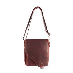 Arrigo Crossover Umhängetasche Leder Schultertasche Damen und Herren Ledertasche mit Klappe Geschmeidiges Rindsleder Rot - 27 x 24.5 x 7.5 cm von Arrigo