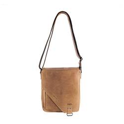 Arrigo Crossover Umhängetasche Leder Schultertasche Damen und Herren Ledertasche mit Klappe Geschmeidiges Rindsleder Taupe - 27 x 24.5 x 7.5 cm von Arrigo