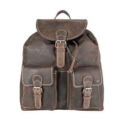 Arrigo Lederrucksack Dunkelbraun Groß Vintage Büffelleder Rucksack Schulrucksack Reiserucksack Damen Herren Studenten braun (donkerbruin) 37x39x12 cm (b x h x t) Backpack von Arrigo