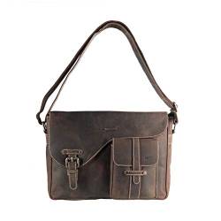 Arrigo Schwarze Kuriertasche Leder • Herren und Damen • Schultertasche • Aktentasche • Schultasche • Umhängetasche • Vintage Büffelleder - 34 x 7.5 x 23.5 cm von Arrigo