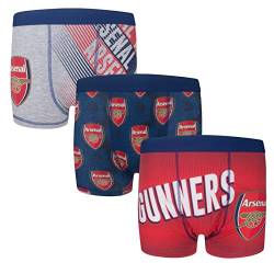 Arsenal FC - Jungen Boxershorts mit Wappen - Offizielles Merchandise - 3 Paar - Rot/Dunkelblau/Grau - 9-10 Jahre von Arsenal FC