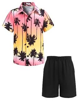 Arshiner Jungen Hemden mit Shorts Set Kinder Sommer Hawaii Kleidung Freizeit Sunny Strand Bekleidungssets für Jungen 5-6 Jahre 120 von Arshiner