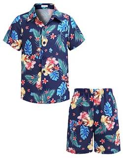 Arshiner Jungen Hemden mit Shorts Set Kinder Sommer Hawaii Kleidung Freizeit Sunny Strand Bekleidungssets für Jungen 7-8 Jahre 130 von Arshiner