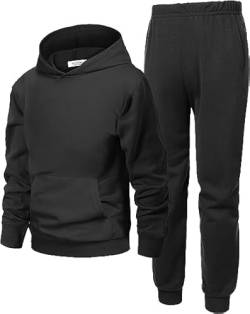 Arshiner Jungen Trainingsanzug Kinder Hoodie und Jogginghose Sportanzug Kapuzenpullover Jogginganzug Set Trainingsanzug für Jungen 7-8 Jahre Schwarz von Arshiner