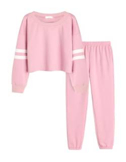 Arshiner Kinder Jogginganzug Sportanzug Mädchen 132 Einfarbig Langarm Bekleidungsset 2tlg Sweatshirt Sporthose 136 Sportkleidung Unifarben Trainingsanzug Rosa 140 von Arshiner