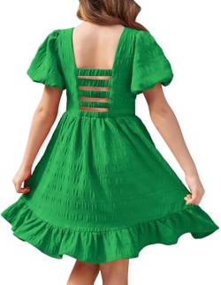 Arshiner Kleider für Mädchen Prinzessin Sommer Puffärmel Kleid Kinderkleid A-Linie Elegant Partykleid FestKleid Freizeitkleid Grün 14 von Arshiner