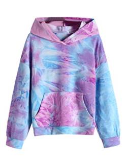 Arshiner Mädchen Hoodie Tie-dye Kapuzenpullover Kinder Langarm Herbst Frühling Sweatshirt mit Kapuze Batik Pullover für Mädchen 4-5 Jahre von Arshiner