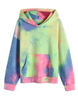 Arshiner Mädchen Hoodie Tie-dye Kapuzenpullover Kinder Langarm Herbst Frühling Sweatshirt mit Kapuze Batik Pullover für Mädchen 5-6 Jahre von Arshiner