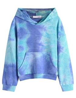 Arshiner Mädchen Hoodie Tie-dye Kapuzenpullover Kinder Langarm Herbst Frühling Sweatshirt mit Kapuze Batik Pullover für Mädchen 7-8 Jahre von Arshiner