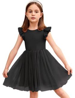 Arshiner Mädchen Kleid Kleinkind Sommerkleid Ärmelloskleid Halloween Partykleid Prinzessinenkleid Kinder Schwarzes Puffkleid Tüll Ballkleid 120/6-7Jahre von Arshiner