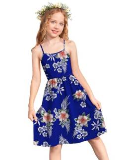 Arshiner Mädchen Kleider Hawaii Kinder Sommer Trägerkleid Festliches Freizeitkleid A-Linie Midi Party Ärmellose Kleid für Mädchen 6-7 Jahre von Arshiner