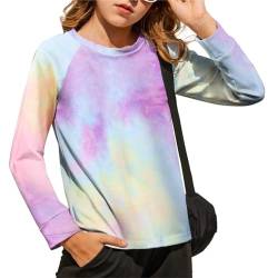 Arshiner Mädchen Langarmshirt Batik Pullover Kinder Rundhals Tie dye T-Shirt Frühling Sommer Langarm Tshirts für Mädchen 4-5 Jahre von Arshiner