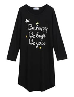 Arshiner Mädchen Nachthemd Langarm Kinder Nachtkleid mit Niedlichen Prints Schlafanzug Kleid Nightdress für Mädchen 4-5 Jahre von Arshiner