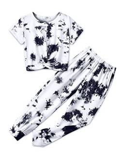 Arshiner Mädchen Schlafanzüge Batik Kinder Sommer Pyjama-Set Leicht Kurzarm Tie-dye Schlafanzug für Mädchen 8-9 Jahre von Arshiner