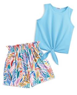 Arshiner Mädchen Tanktops mit Shorts Set Kinder Sommer Bekleidungssets Lässige Mode Ärmelloses T-Shirts Kleidung Sets für Mädchen 13-14 Jahre von Arshiner