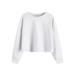 Arshiner Pullover für Mädchen Baumwolle Sweatshirt Kinder Langarmshirts herst Winter Tops Weiß 140 von Arshiner