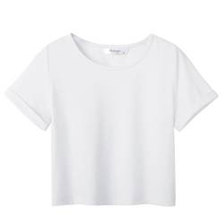 Arshiner T-Shirt Mädchen Kurz Weiß Kinder Sommer Top Rundhals Kurzarm Shirt Sport Casual Tshirts für Mädchen 11-12 Jahre von Arshiner