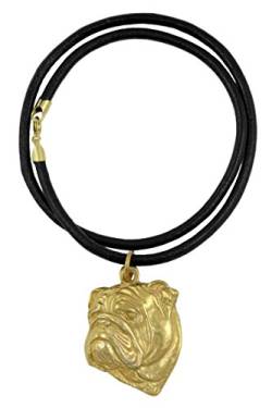 Art-Dog Halskette mit Hund, 24 Karat Goldauflage - Handgefertigter Schmuck für Hundeliebhaber - Vergoldete Halsketten mit Hund für Damen und Herren - English Bulldog - Englische Bulldogge II von Art-Dog