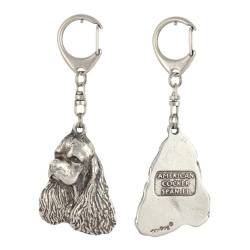 Art-Dog Niedlicher Hundeschlüsselanhänger - American Cocker Spaniel - Amerikanischer (Clumber Spaniel) Schlüsselanhänger Hund - Versilberte Keyring mit 2,5 cm Schloss - 6,5x5x11,5cm von Art-Dog