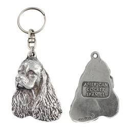 Art-Dog Niedlicher Hundeschlüsselanhänger - Exklusive Kollektion American Cocker Spaniel - Amerikanischer (Clumber Spaniel) Schlüsselanhänger Hund - Versilberte Keyring mit 2,5 Schloss - 6,5x5x11,5cm von Art-Dog