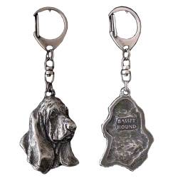 Art-Dog Niedlicher Hundeschlüsselanhänger - Exklusive Kollektion Basset Hound II Schlüsselanhänger Hund - Versilberte Keyring mit 2,5 cm Schloss - 6x4x10,4cm von Art-Dog