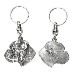 Art-Dog Niedlicher Hundeschlüsselanhänger - Exklusive Kollektion Boxer (Unkupierte Ohren) Schlüsselanhänger Hund - Versilberte Keyring mit 2,5 Schloss - 3,5x3,9x8,6cm von Art-Dog