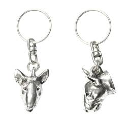 Art-Dog Niedlicher Hundeschlüsselanhänger - Exklusive Kollektion Bull Terrier - Bullterrier (Wiederholung) 3D Schlüsselanhänger Hund - Versilberte Keyring mit 2,5 Schloss - 2,7x2,5x9,3cm von Art-Dog