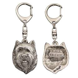 Art-Dog Niedlicher Hundeschlüsselanhänger - Exklusive Kollektion Cairn Terrier II Schlüsselanhänger Hund - Versilberte Keyring mit 2,5 cm Schloss - 4,8x3,5x10,7cm von Art-Dog