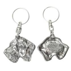 Art-Dog Niedlicher Hundeschlüsselanhänger - Exklusive Kollektion Deutsch Drahthaar Vorstehhund Schlüsselanhänger Hund - Versilberte Keyring mit 2,5 Schloss - 4,3x4x10cm von Art-Dog