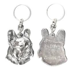 Art-Dog Niedlicher Hundeschlüsselanhänger - Exklusive Kollektion French Bulldog - Französische Bulldogge I Schlüsselanhänger Hund - Versilberte Schlüsselanhänger Hund mit 2,5 Schloss - 5,2x3,9x9cm von Art-Dog