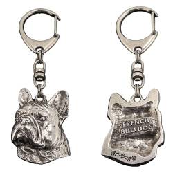 Art-Dog Niedlicher Hundeschlüsselanhänger - Exklusive Kollektion French Bulldog - Französische Bulldogge II Schlüsselanhänger Hund - Versilberte Keyring mit 2,5 cm Schloss - 4,5x3,3x10cm von Art-Dog