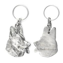 Art-Dog Niedlicher Hundeschlüsselanhänger - Exklusive Kollektion German Shepherd - Deutscher Schäferhund Schlüsselanhänger Hund - Versilberte Keyring mit 2,5 Schloss - 5x3,8x8,8cm von Art-Dog