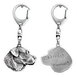 Art-Dog Niedlicher Hundeschlüsselanhänger - Exklusive Kollektion Labrador Retriever Schlüsselanhänger Hund - Versilberte Keyring mit 2,5 cm Schloss - 4,2x3,8x8,7cm von Art-Dog