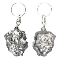 Art-Dog Niedlicher Hundeschlüsselanhänger - Exklusive Kollektion Rottweiler I Schlüsselanhänger Hund - Versilberte Keyring mit 2,5 Schloss - 5,1x3,7x9,4cm von Art-Dog