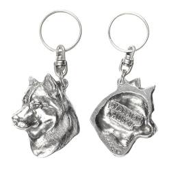 Art-Dog Niedlicher Hundeschlüsselanhänger - Exklusive Kollektion Siberian Husky Schlüsselanhänger Hund - Versilberte Keyring mit 2,5 Schloss - 5x3,9x10,6cm von Art-Dog