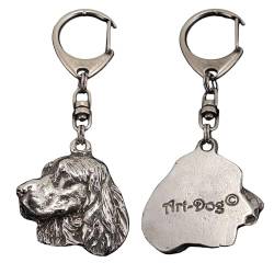 Art-Dog Niedlicher Hundeschlüsselanhänger - Exklusive Kollektion Springer Spaniel Schlüsselanhänger Hund - Versilberte Keyring mit 2,5 cm Schloss - 4,8x4x8,9cm von Art-Dog