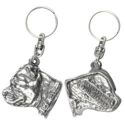 Art-Dog Niedlicher Hundeschlüsselanhänger - Staffordshire Bull Terrier - Bullterrier (Wiederholung) II Schlüsselanhänger Hund - Versilberte Keyring mit 2,5 Schloss - 5,2x4,9x11,2cm von Art-Dog