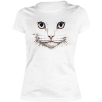 Art & Detail Shirt T-Shirt Weiße Katze Design für Damen Nachthemd von Art & Detail Shirt