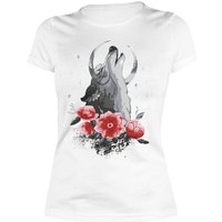 Art & Detail Shirt T-Shirt Wolf Midnight Howl mit Blumen Damen Shirt Girlie von Art & Detail Shirt