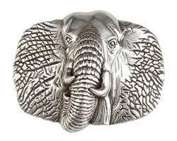 Belt Buckle - Elephant Head - Gürtelschließe für Jeans und Tracht, Silber von Art & Detail Shirt