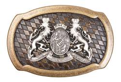 Belt Buckle - Landeswappen Freistaat Bayern - Gürtelschließe für Jeans und Tracht, Alt-Messing Alt-Silber von Art & Detail Shirt