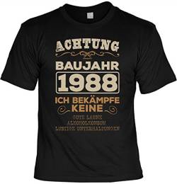 Lustige Sprüche Fun Tshirt Achtung Baujahr 1988 Ich bekämpfe Keine Gute Laune - Geburtstag Tshirt von Art & Detail Shirt